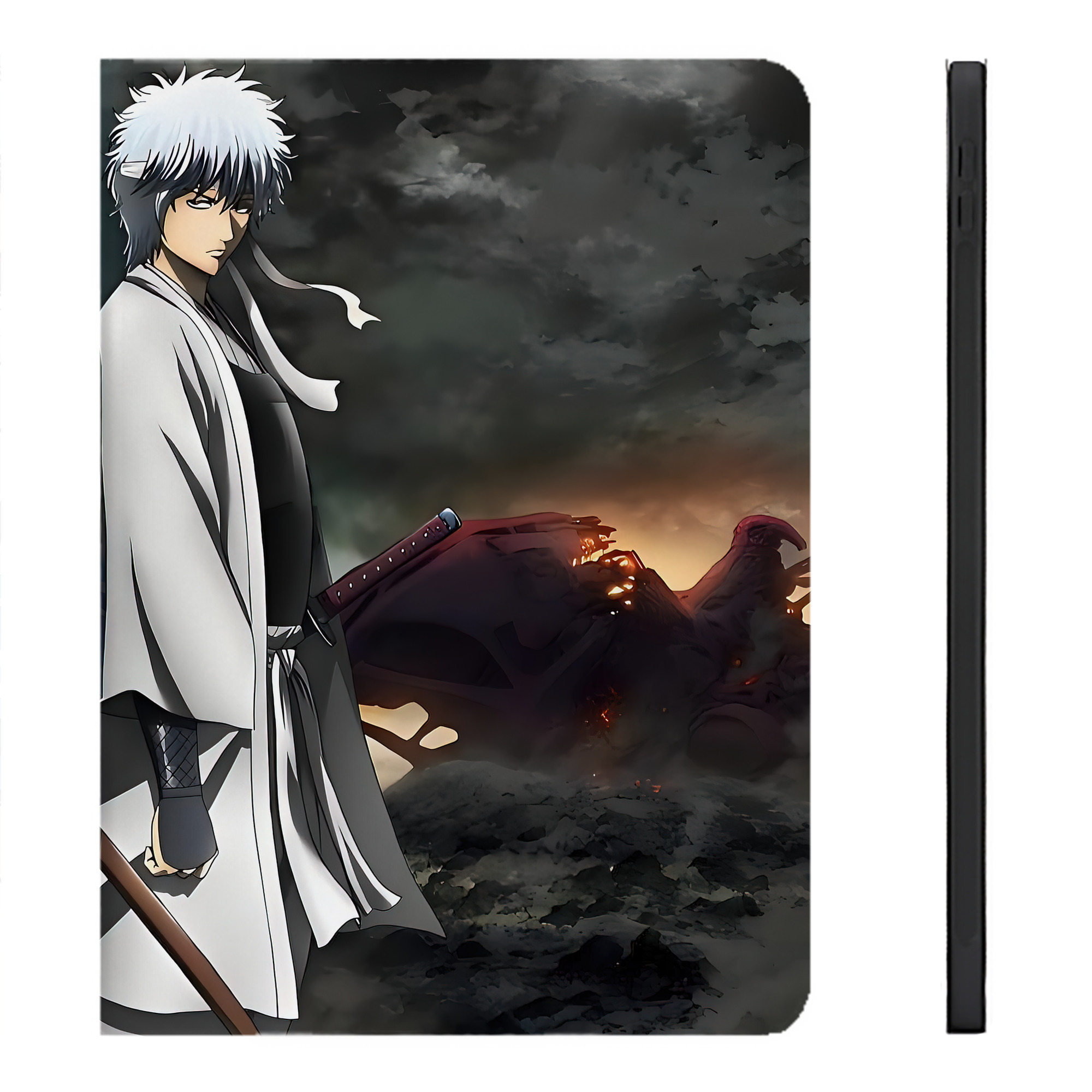 （画像用） ぎんたま 坂田銀時（さかたぎんとき） 神楽 志村新八（しむら しんぱち） GINTAMA Sakata Gintoki Kagura Shimura Shinpachi IPadケース ペンホルダー付き ブックスタイルデザイン